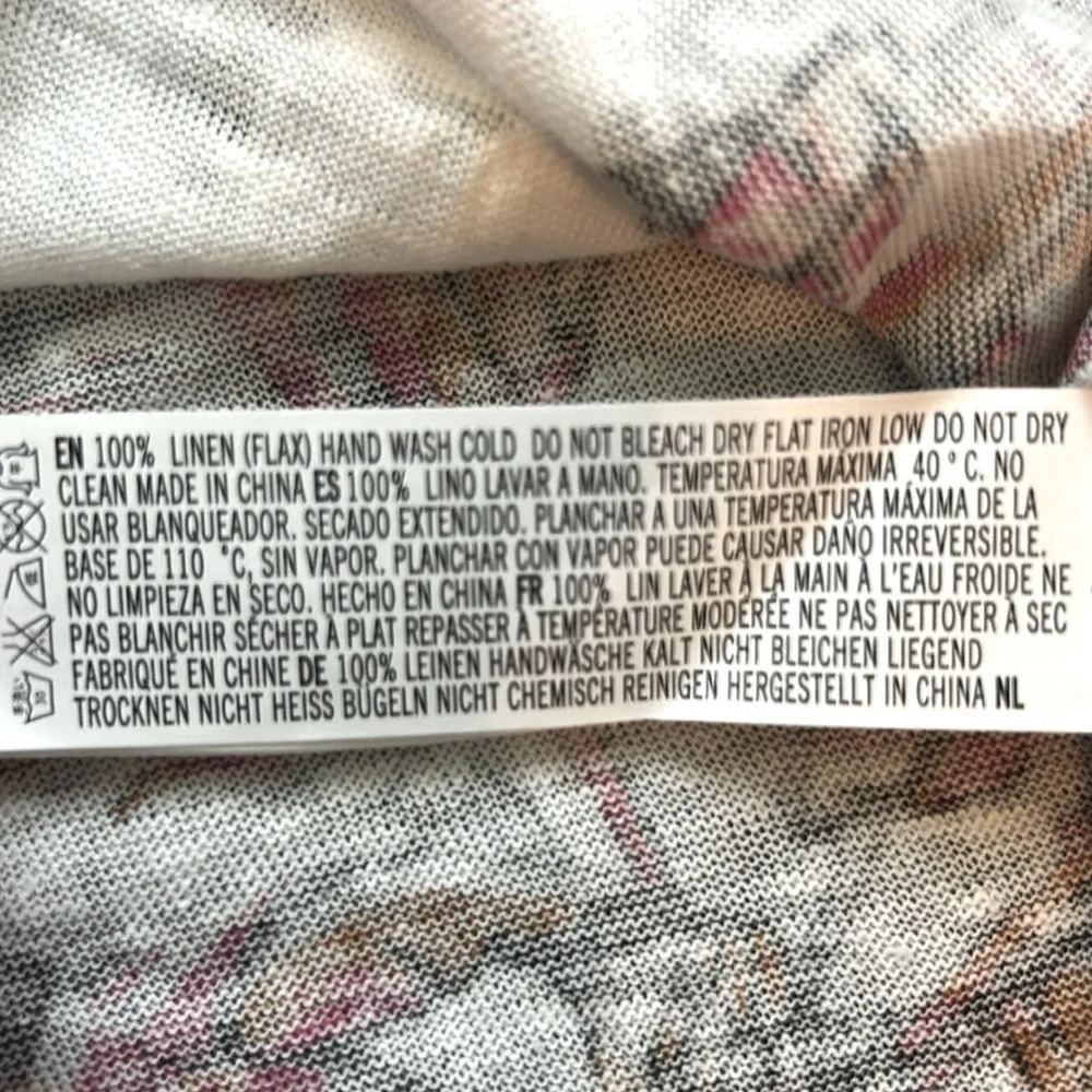 NWT Forever 21 100% Linen Tropical Print T Shirt - Picture 5 of 5